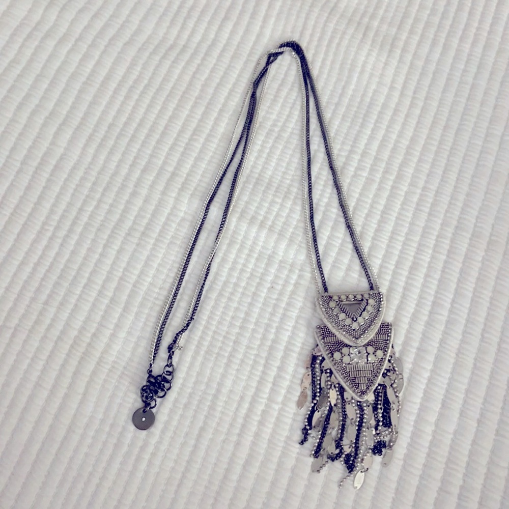 Stella & Dot Black and Silver Long Necklace